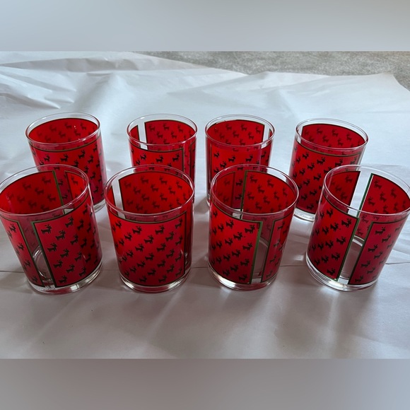 Set of 8 Vintage Christmas Holiday Tumbler low ball glasses by Georges Briard - Picture 7 of 9